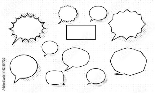 collection of comic speech bubbles in various shapes and sizes, perfect for adding dialogue or thoughts in creative projects. These elements can enhance storytelling and visual communication