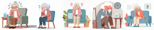 vector grandma having a headache