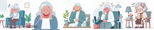 vector grandma having a headache