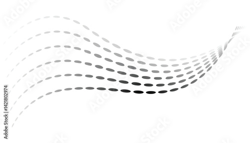 Obraz na płótnie Dotted halftone waves. Flowing wavy lines pattern. Abstract liquid shapes, wave effect dotted gradient texture. Curve textures with halftone circular point isolated on white background w salonie