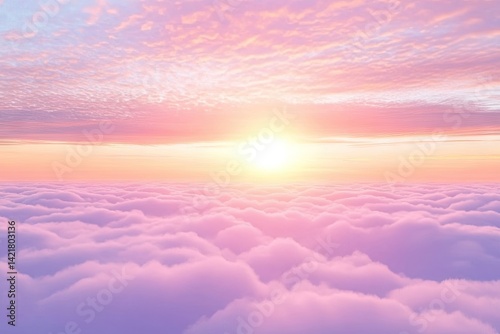 Pastel sunset above clouds