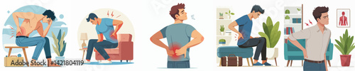 vector of man having back pain