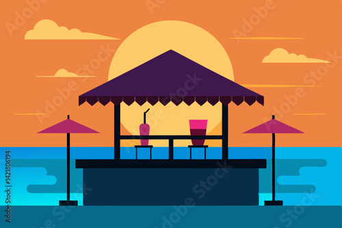 vector illustration of a beach with a boat
