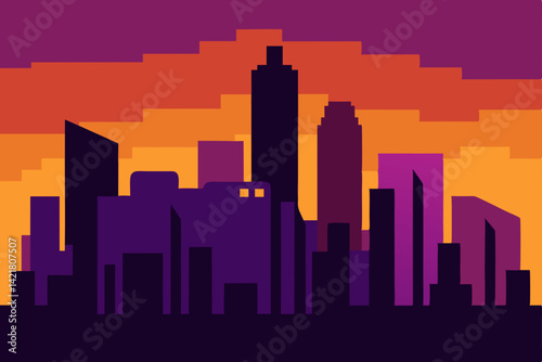 los angeles skyline at sunset