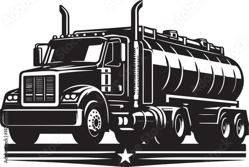 tanker truck icon, tanker truck silhouette vector, truck isolated on white