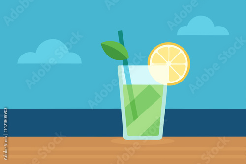 cocktail with ice and lemon