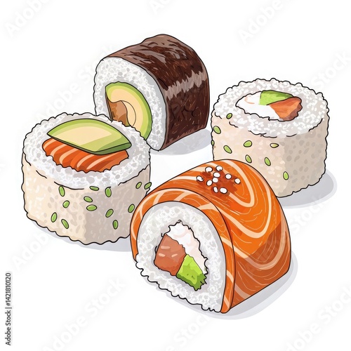 Assorted Sushi Rolls with Fresh Ingredients