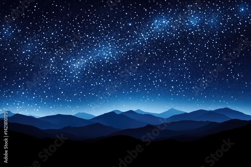 Starry night over mountains
