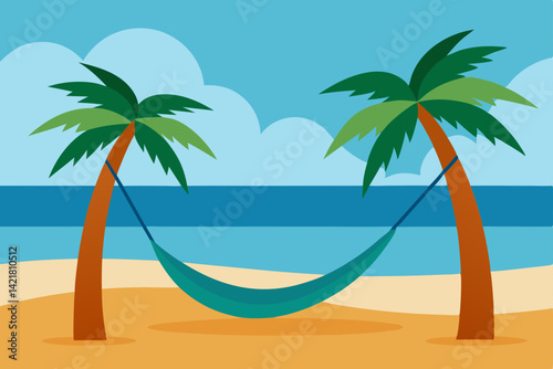 Tropical paradise: sun-drenched beaches with swaying palm trees by the clear ocean