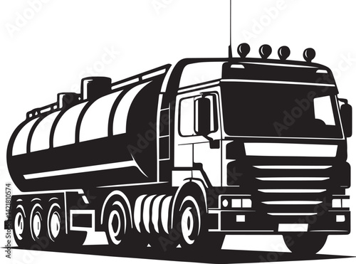 tanker truck icon, tanker truck silhouette vector, truck isolated on white