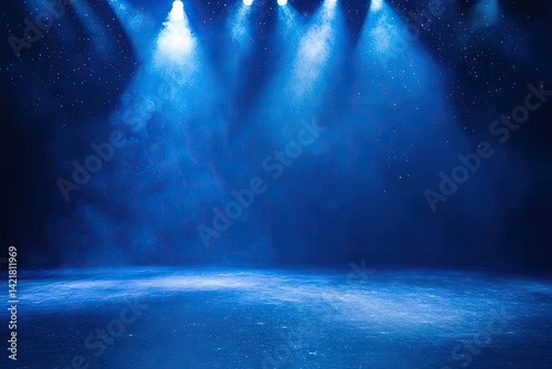 Blue stage lights and fog