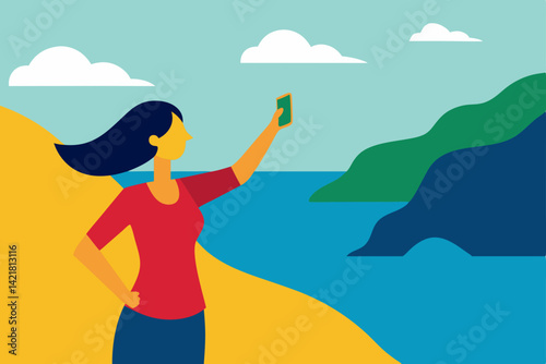 Young woman in a bikini enjoying summer fun on a sunny beach by the ocean