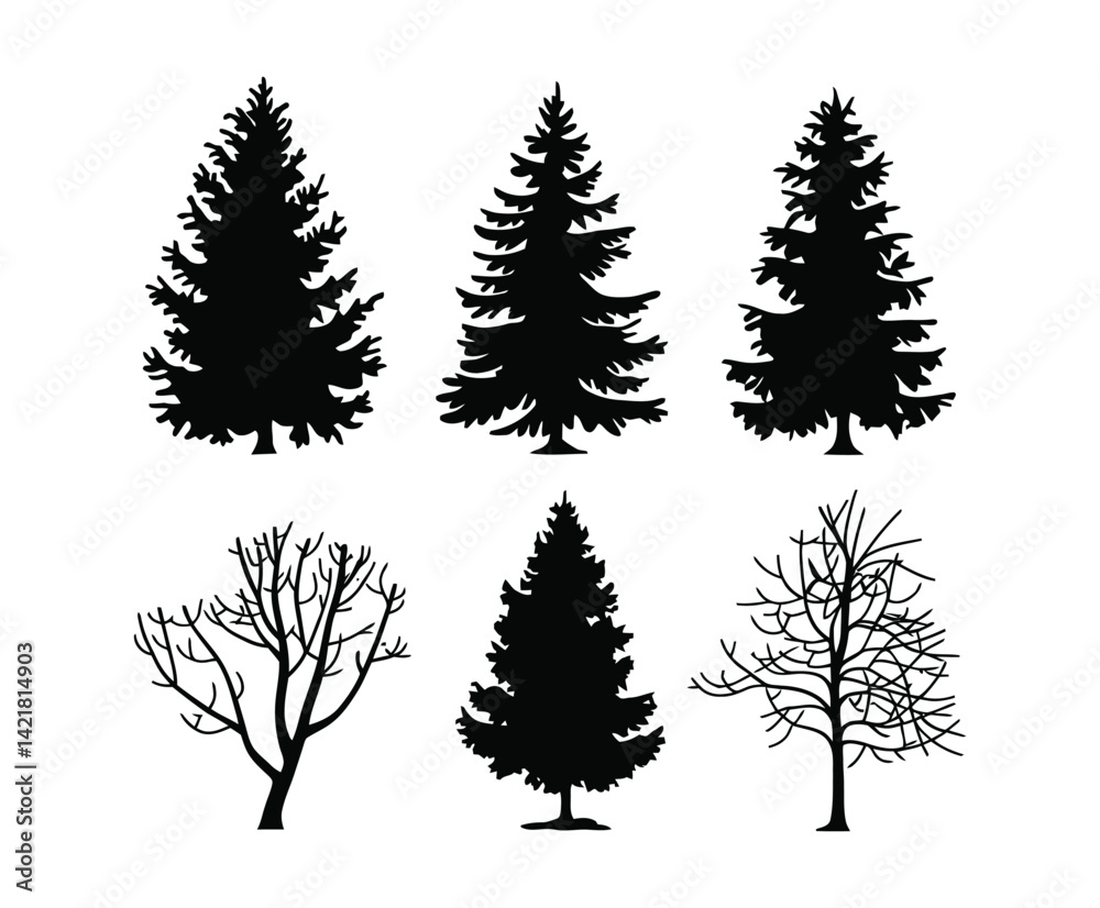 Fototapeta premium Isolated Vector Template of Alder Tree Silhouette
