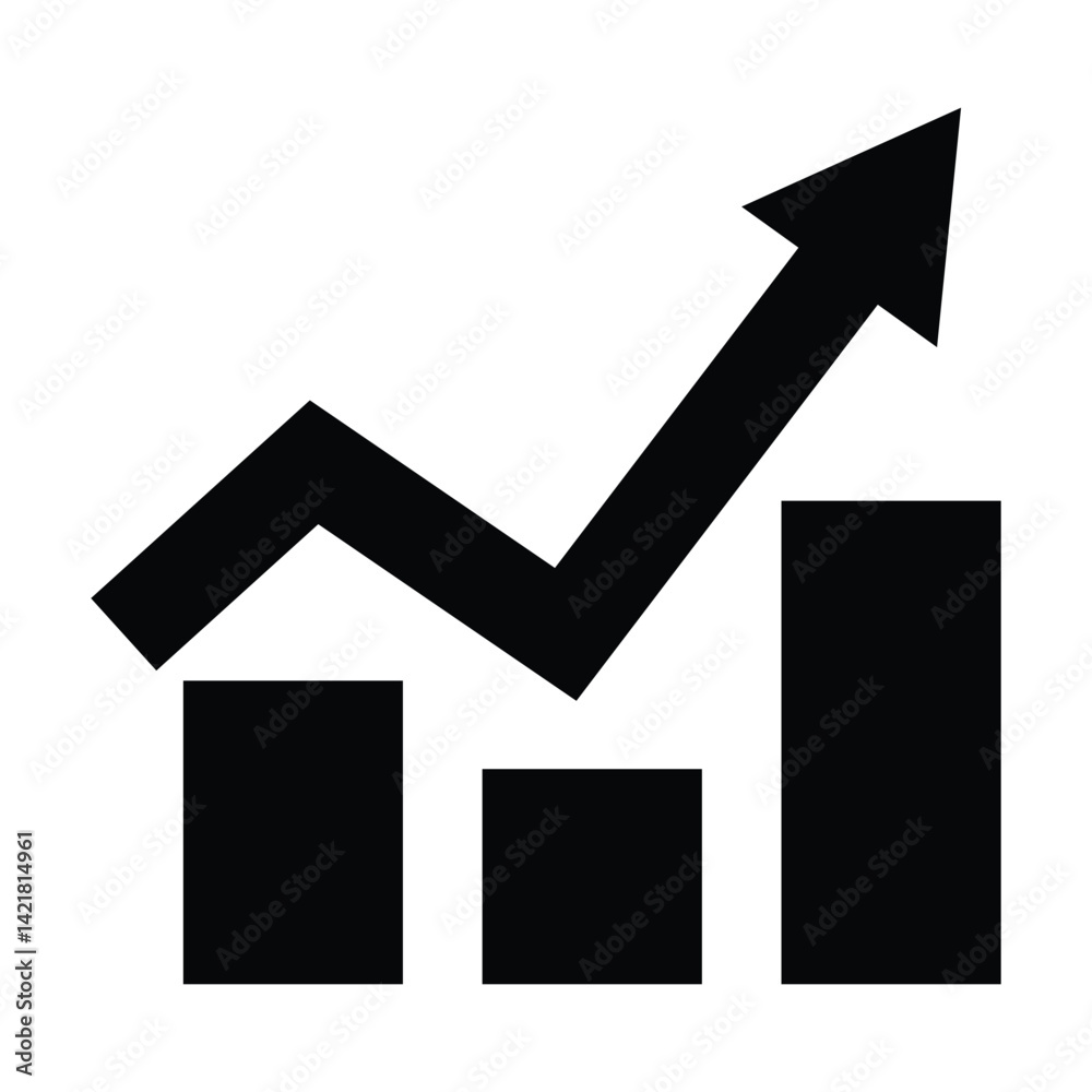 Rising Arrow and Histogram Data Icons Rising Arrow and Histogram Data Icons