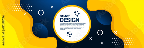 Modern Abstract Banner Design With Vibrant Yellow And Deep Blue Color Contrast.