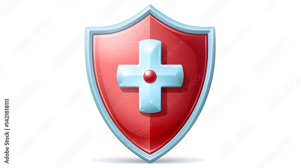 Fototapeta premium Shield with Plus Sign: Medical Protection Concept for Health Websites and Blogs
