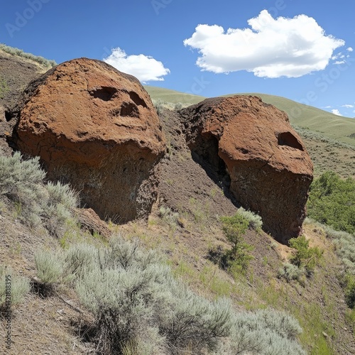 Oregon's Painted Hills: Red clay hills in Painted Cove Trail. photo