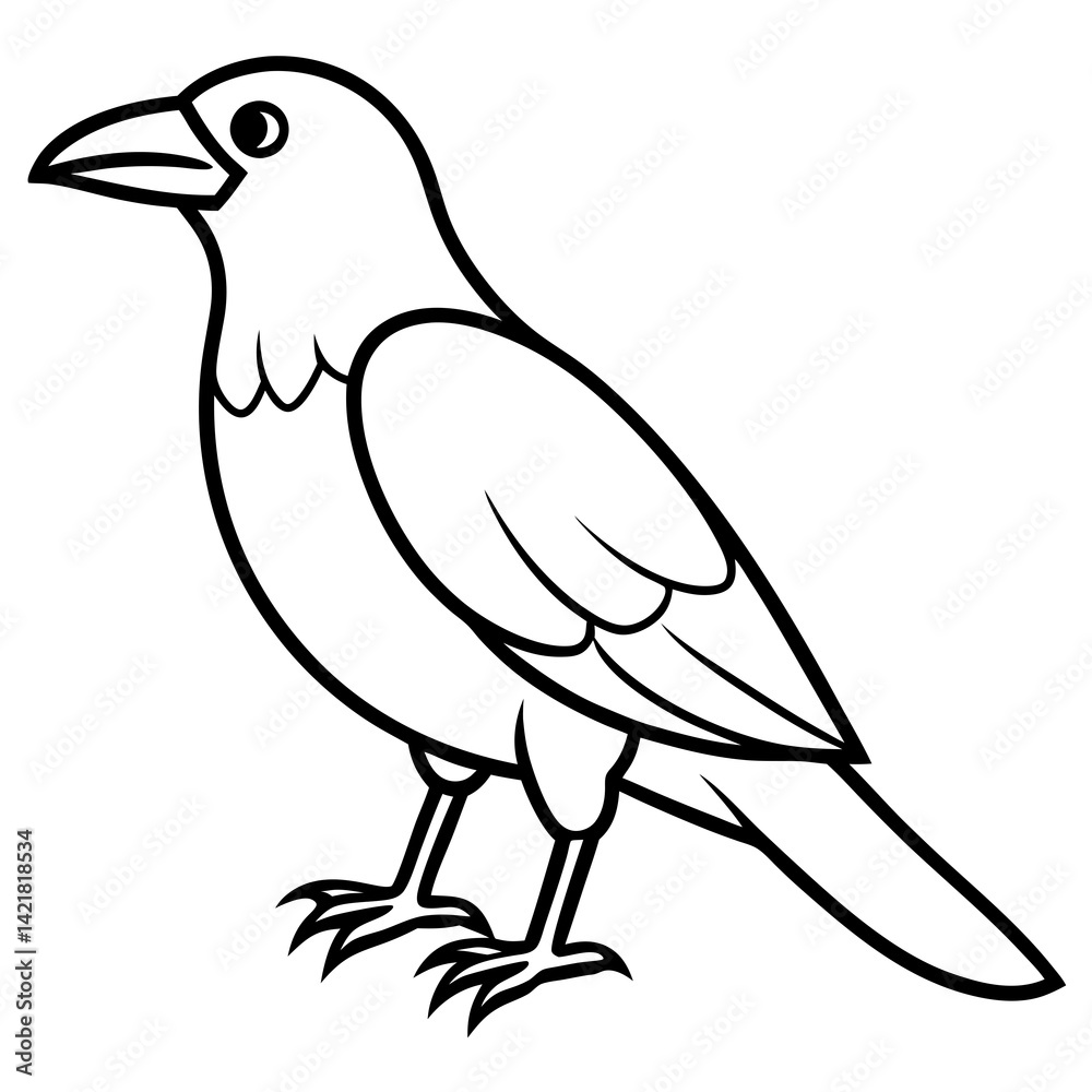 Obraz premium Elegant One-Line Crow Vector Drawing
