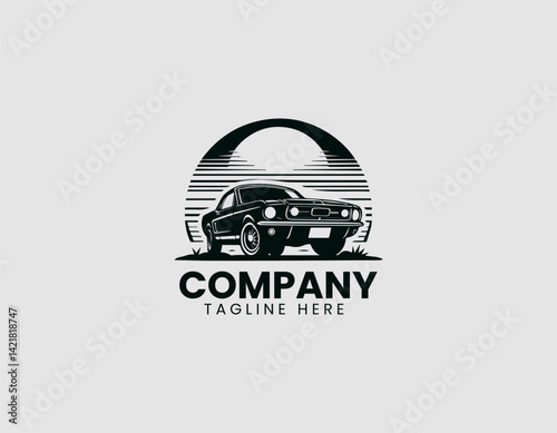 Classic Mustang Car Vector Logo Design