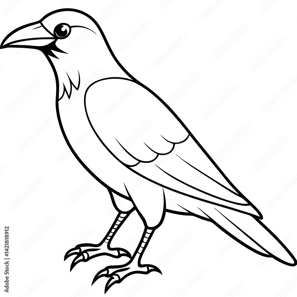 Obraz premium Elegant One-Line Crow Vector Drawing
