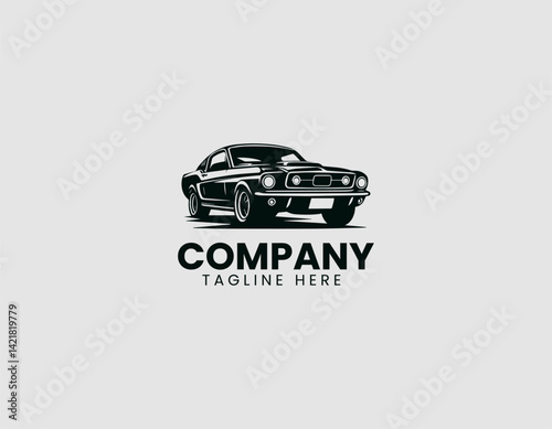 Classic Mustang Car Vector Logo Design