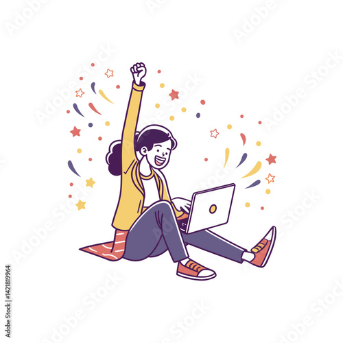 excitement of a women for successive online small business 