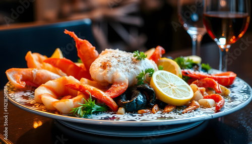 Wallpaper Mural gorgeous seafood platter image, dinamic scene. White tone Torontodigital.ca