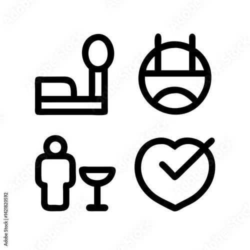 Simple Set of Sleep Related Vector Line Icons. Contains such Icons as Insomnia, Pillow, Sleeping Pills and more. Editable Stroke. 48x48 Pixel Perfect.
