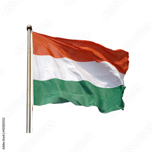 Hungarian Flag Waving in the Wind - Isolated on Transparent Background
