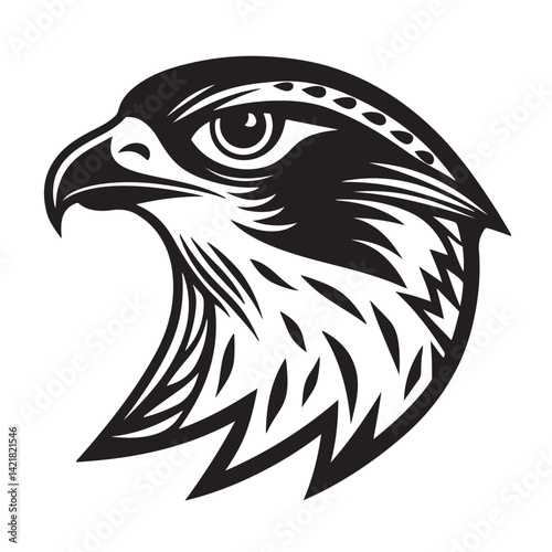 Minimal falcon head icon clean line vector on white background