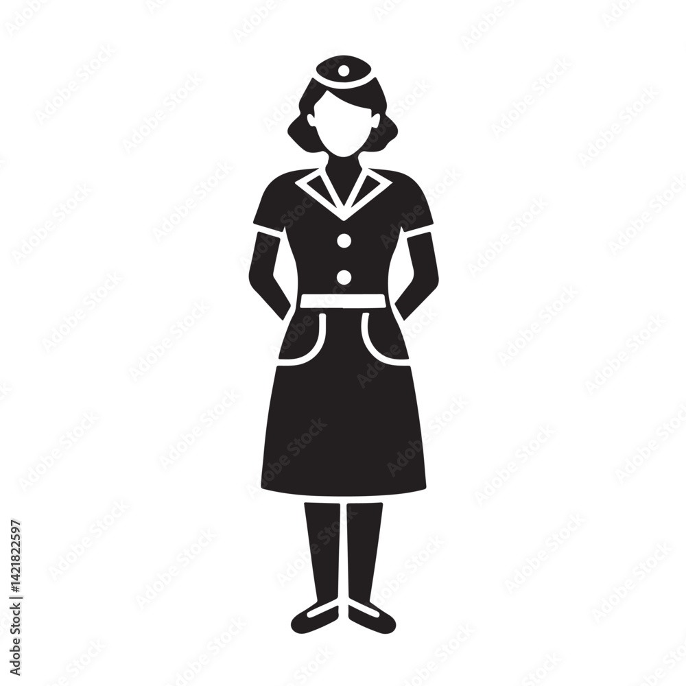 Healthcare nurse silhouette bold outline vector illustration Healthcare nurse silhouette bold outline vector illustration