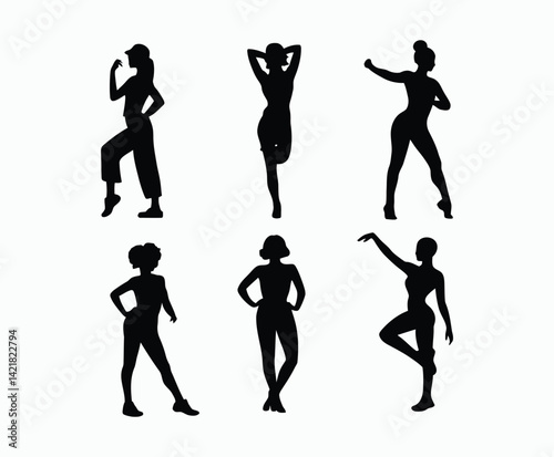 Woman Silhouette EPS Vector Template on a White Background