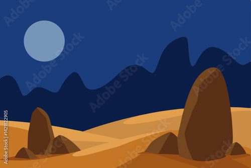 desert landscape with moon
