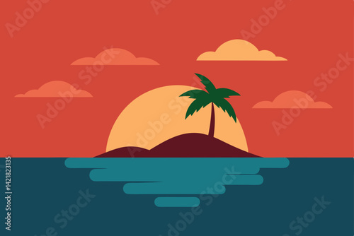 tropical island with palm trees