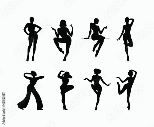 Woman Silhouette Set EPS Vector Template