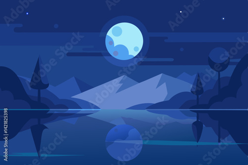 night landscape with moon
