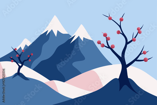 winter landscape with mountains