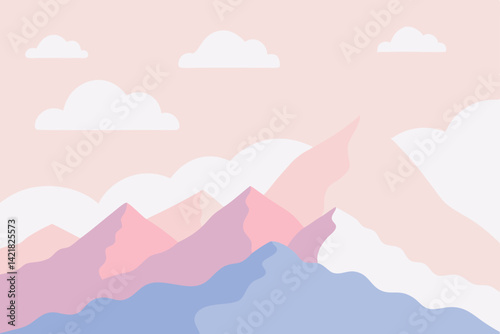 vector background with clouds and mountains