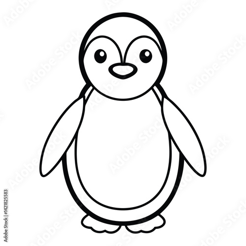 Adorable penguin outline vector illustration for coloring books and educational resources