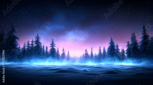 Enchanted Winter Forest at Night