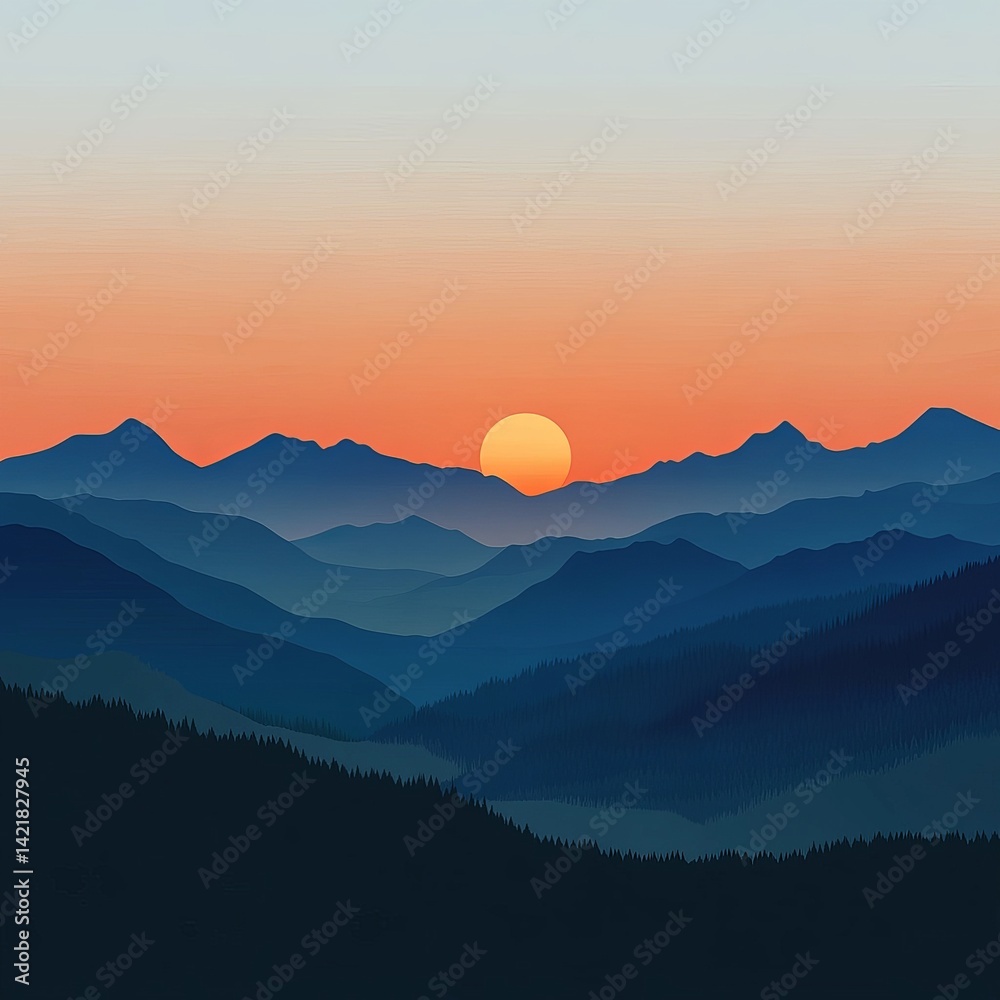 Fototapeta premium Mountain sunset.