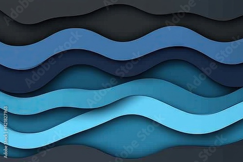 Abstract wavy blue layered design