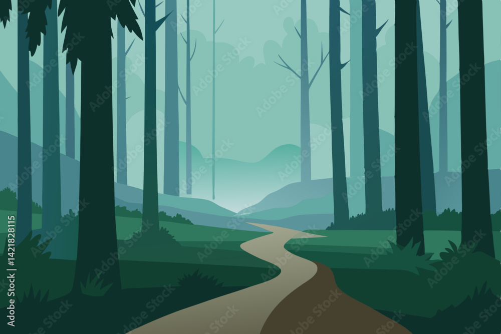 misty morning in the forest