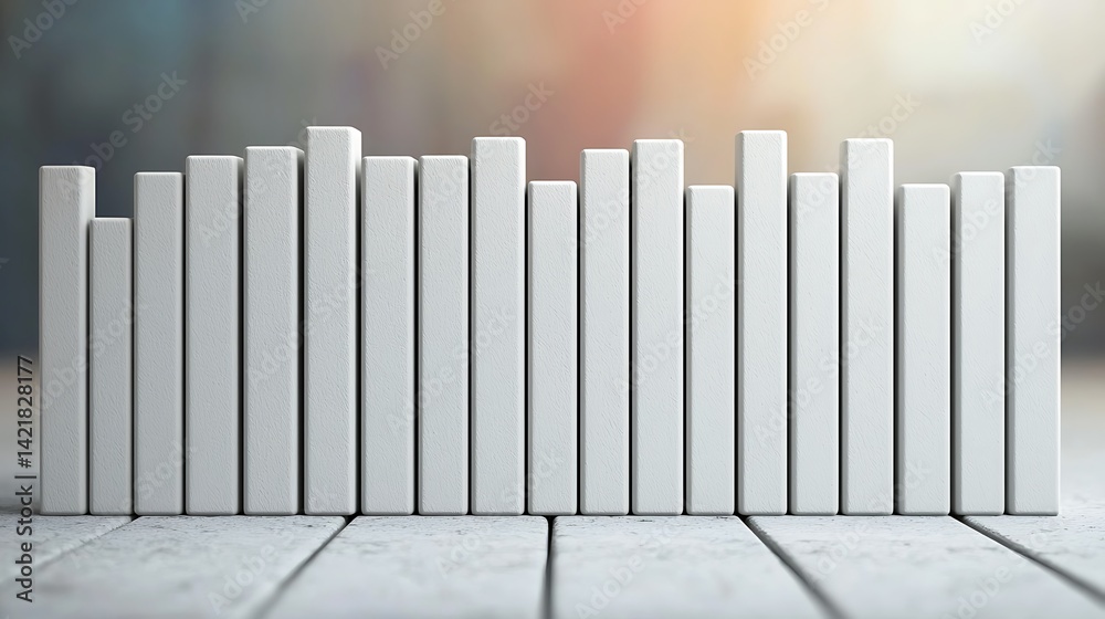 Obraz premium White columns stand on a surface, creating a rhythmic, abstract visual pattern