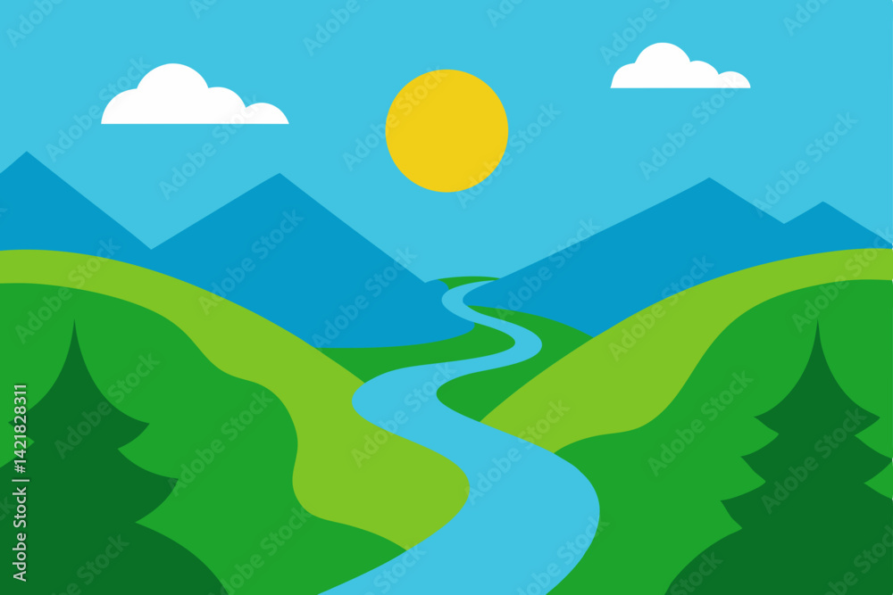 Fototapeta premium landscape with mountains and trees