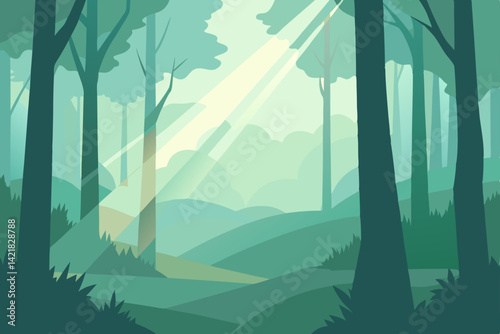 misty forest in the morning