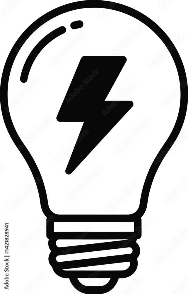 Light Bulb with Lightning Bolt: A simple yet powerful symbol of innovation and inspiration, showcasing a classic light bulb with a lightning bolt within it. It represents new ideas, creativity.