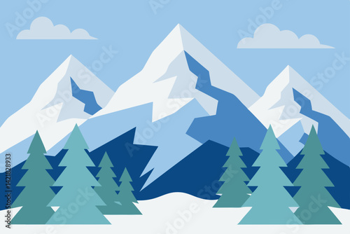 Wallpaper Mural winter landscape vector Torontodigital.ca