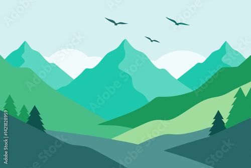 mountain landscape vector illustration
