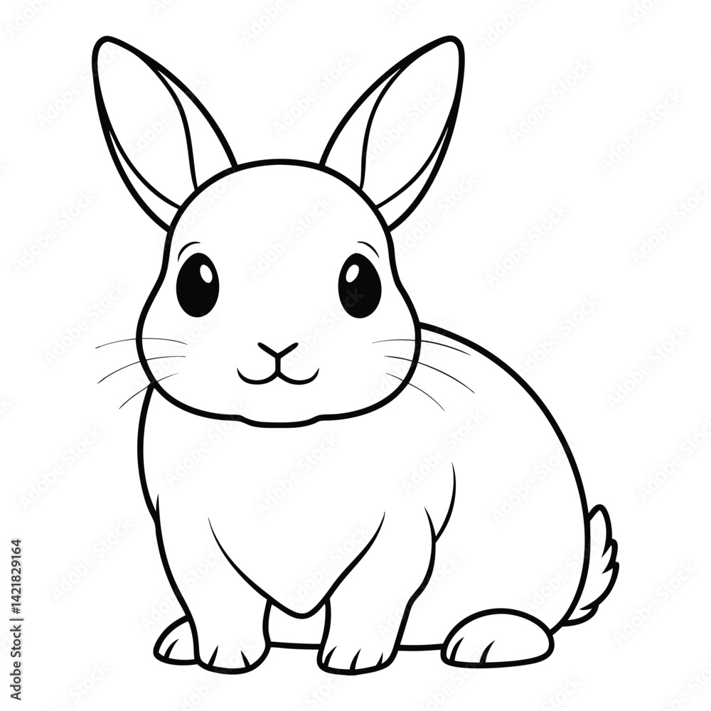 Obraz premium Cute bunny rabbit outline illustration for coloring books and easter themed designs